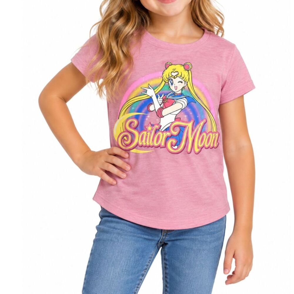 🔥 5 for $30 🔥 Sailor Moon Girls’ Pink Graphic T-Shirt | Size S (6-6X)